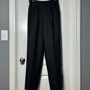 Giorgio Sant'Angelo Vintage 80s Wool Charcoal Gray High Waisted Pleated Trousers
